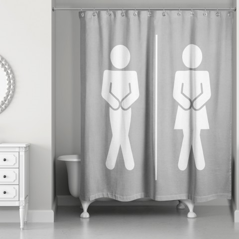 Gender Neutral Bathroom 71x74 Shower Curtain