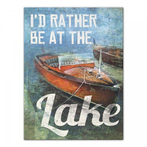 I'd Rather Be At The Lake 18x24 Canvas Wall Art