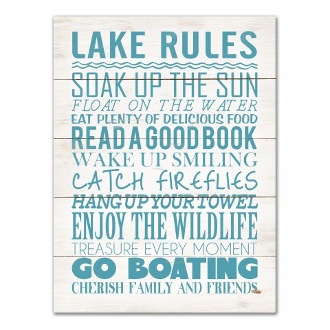 Lake Rules 18x24 Canvas Wall Art