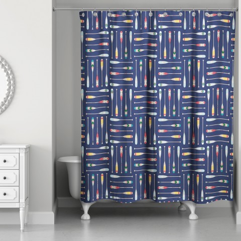 Oar Pattern 71x74 Shower Curtain