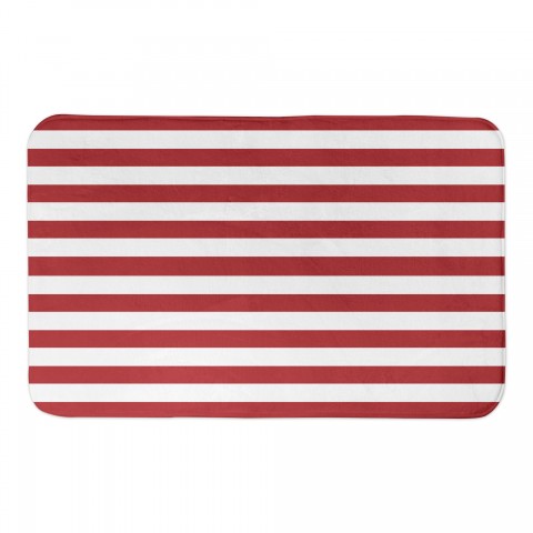 Red & White Sailor Stripes 34x21 Bath Mat