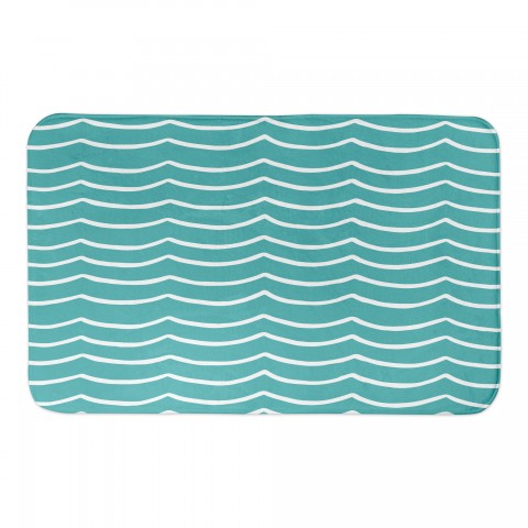 Blue & White Waves Pattern 34x21 Bath Mat