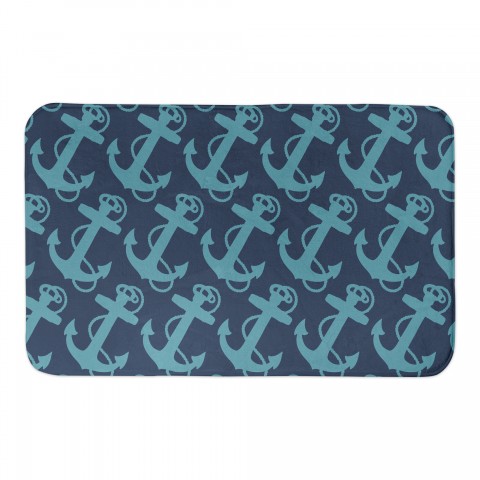 Blue Anchor Pattern 34x21 Bath Mat