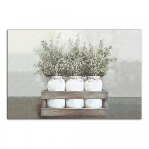 Mason Jar Greenery 24x36 Canvas Wall Art