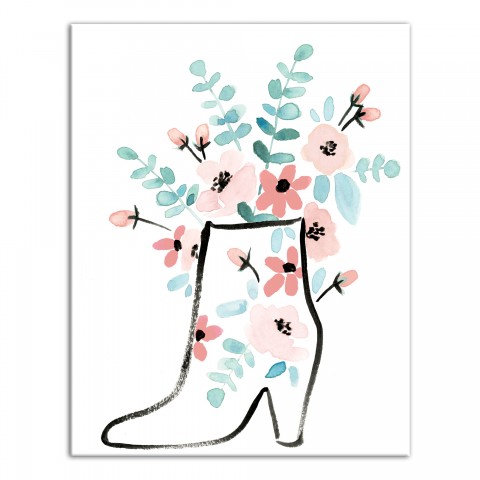 Floral Bootie 11x14 Canvas Wall Art