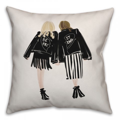 Black Jacket Besties 18x18 Spun Poly Pillow