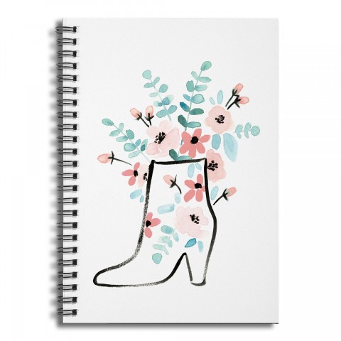 Floral Bootie 6x8 Ruled Spiral Notebook