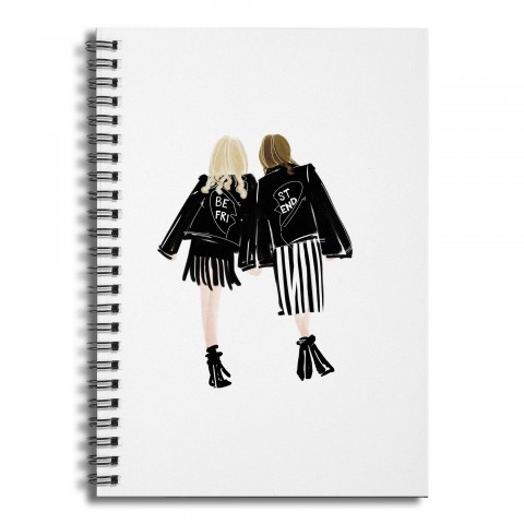 Black Jacket Besties 6x8 Ruled Spiral Notebook