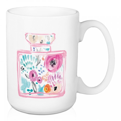 Floral Perfume Bottle 15 oz Mug