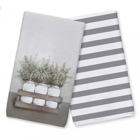Mason Jar Greenery 16x25 Towel Collection
