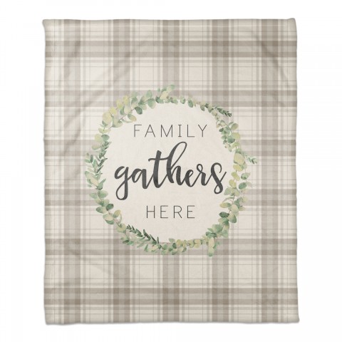 Family Gathers Here 50x60 Coral Fleece Blanket