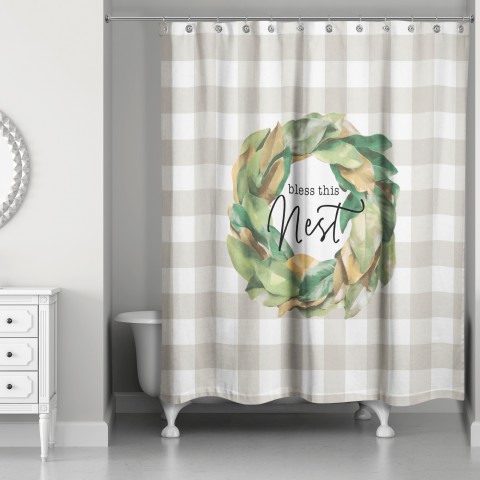 Bless This Nest 71x74 Shower Curtain