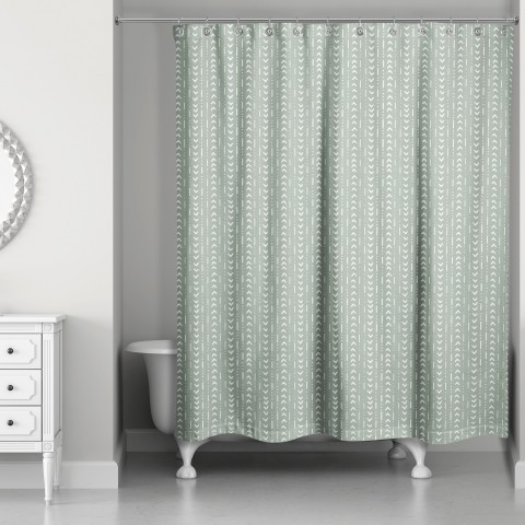Green Tribal Pattern 71x74 Shower Curtain