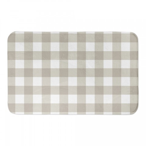 Tan Buffalo Check Plaid 34x21 Bath Mat