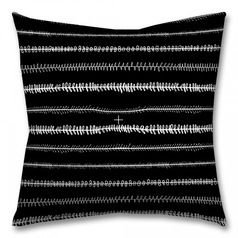 Black and White Abstract Lines 26x26 Tufted Floor Pillow - Square