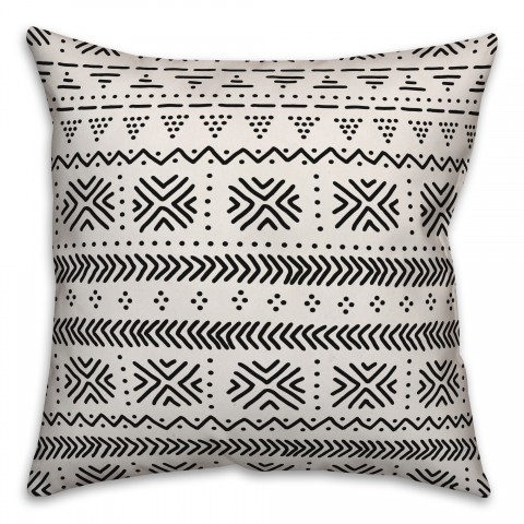 Black and White Tribal Pattern 18x18 Spun Poly Pillow