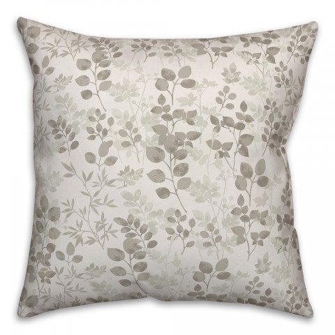 Botanicals With Gray 18x18 Spun Poly Pillow
