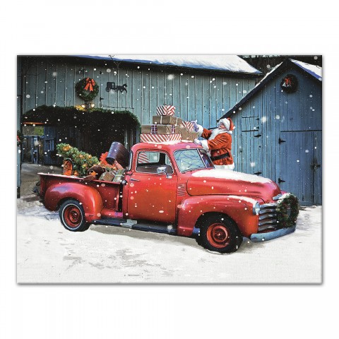 Santa's Red Truck 18x24 Canvas Wall Art