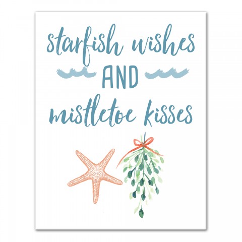 Starfish Wishes and Mistletoe Kisses 11x14 Canvas Wall Art