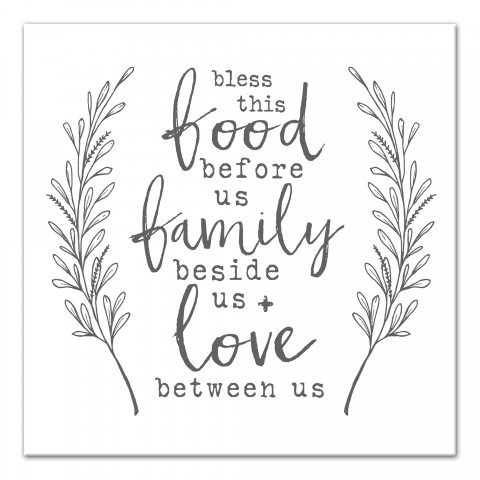 Bless This Food Family and Love 12x12 Canvas Wall Art