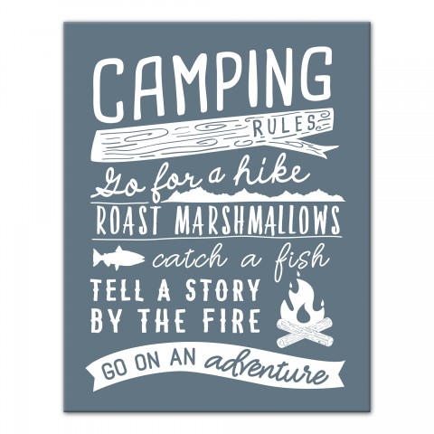 Camping Rules 11x14 Canvas Wall Art