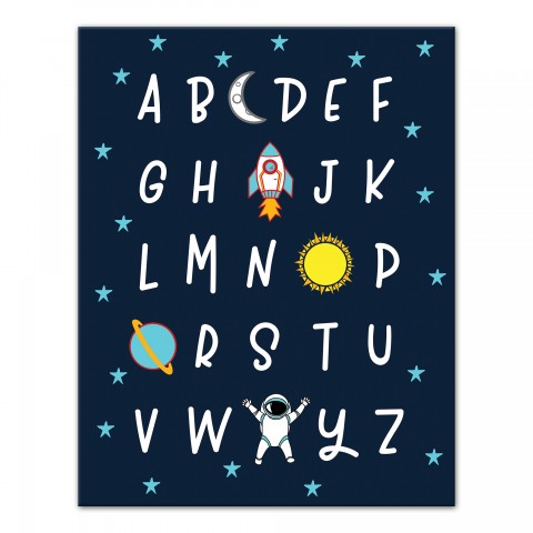 Space Alphabet 11x14 Canvas Wall Art