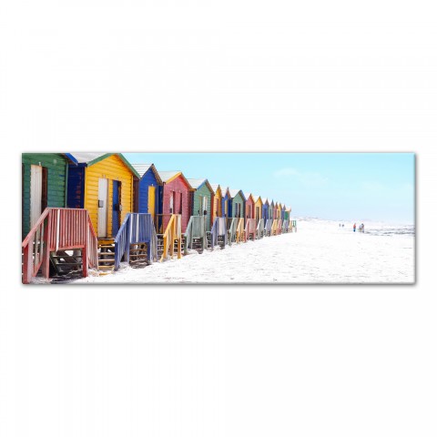 Bathing Beach Boxes 12x36 Canvas Wall Art