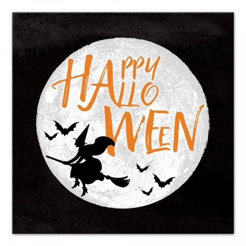 Happy Halloween Moon 16x16 Canvas Wall Art
