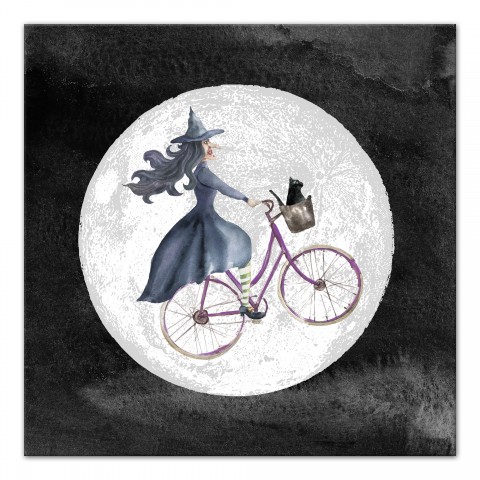 Witch Bike 16x16 Canvas Wall Art