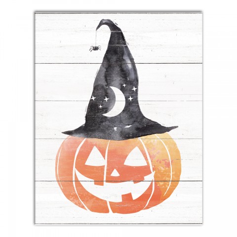Jackolantern Witch 11x14 Canvas Wall Art