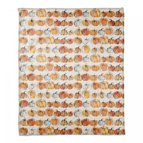 Watercolor Pumpkins 50x60 Coral Fleece Blanket