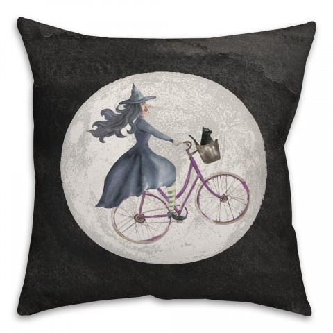 Witch Bike 18x18 Spun Poly Pillow