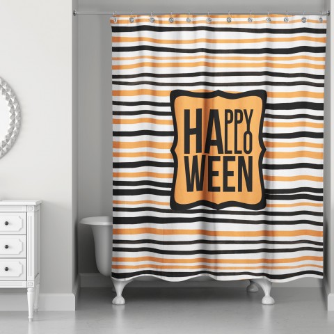 Halloween Stripes 71x74 Shower Curtain