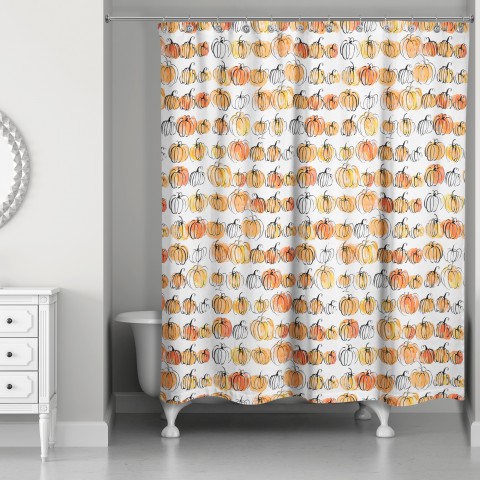 Watercolor Pumpkins 71x74 Shower Curtain