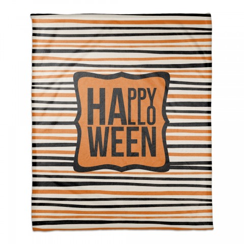 Happy Halloween Stripes 50x60 Coral Fleece Blanket