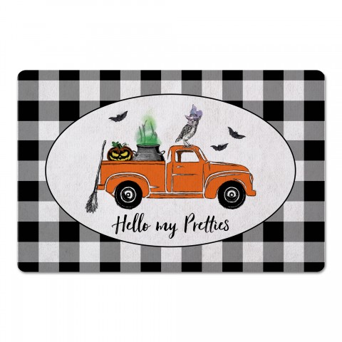 Hello My Pretties Halloween Truck 27x18 Floor Mat