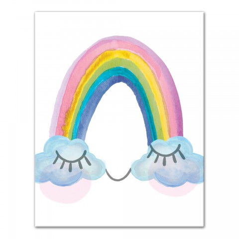 Watercolor Rainbow Cloud Eyes 11x14 Canvas Wall Art