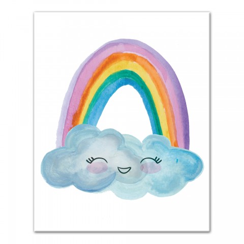 Watercolor Rainbow Face 16x20 Canvas Wall Art
