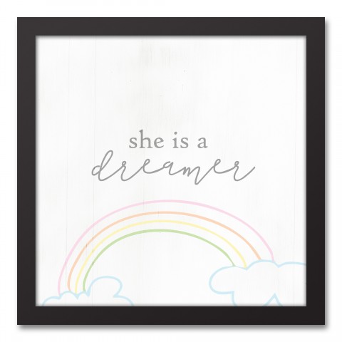 She is a Dreamer 12x12 Black Framed Canvas