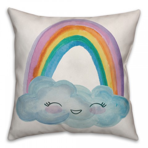 Watercolor Rainbow Face 18x18 Spun Poly Pillow
