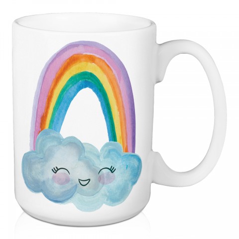 Watercolor Rainbow Face 15 oz Mug