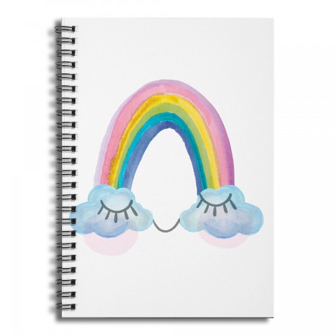 Watercolor Rainbow Cloud Eyes 6x8 Ruled Spiral Notebook