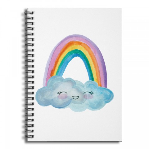 Watercolor Rainbow Face 6x8 Ruled Spiral Notebook