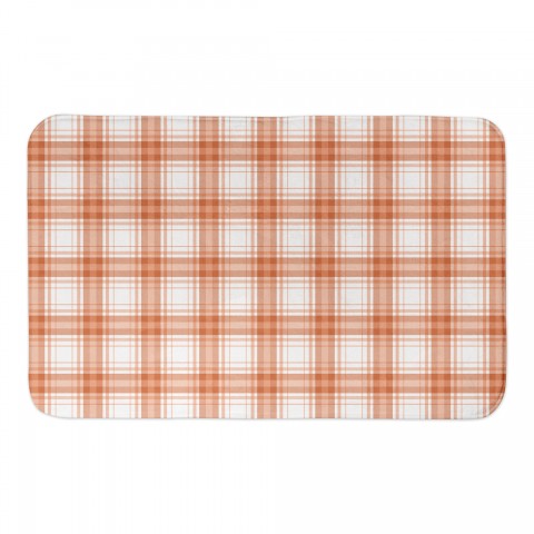 Orange Plaid 34x21 Bath Mat