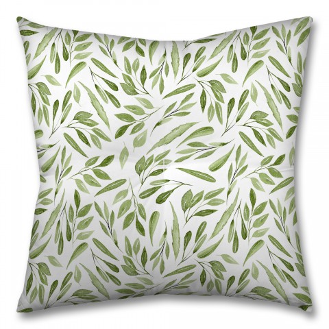 Green Watercolor Leaves 26x26 Tufted Floor Pillow - Square