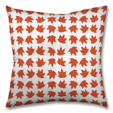 Plaid Leaf Pattern 26x26 Tufted Floor Pillow - Square