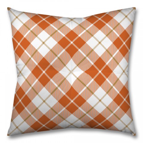 Orange Plaid 26x26 Tufted Floor Pillow - Square
