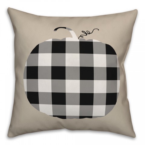 Black Buffalo Check Pumpkin 18x18 Spun Poly Pillow