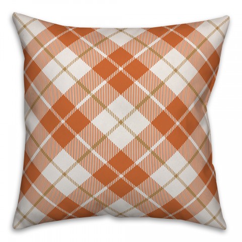 Orange Plaid 18x18 Spun Poly Pillow