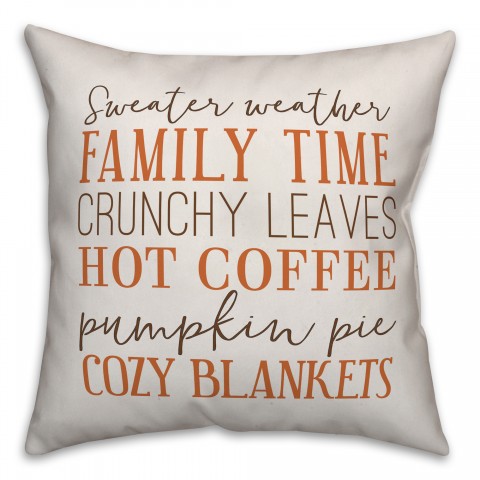 Fall Words 18x18 Spun Poly Pillow
